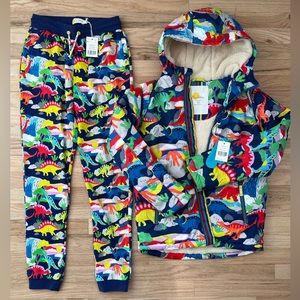 Mini Boden Sherpa printed jacket + sweatpants. NWT.